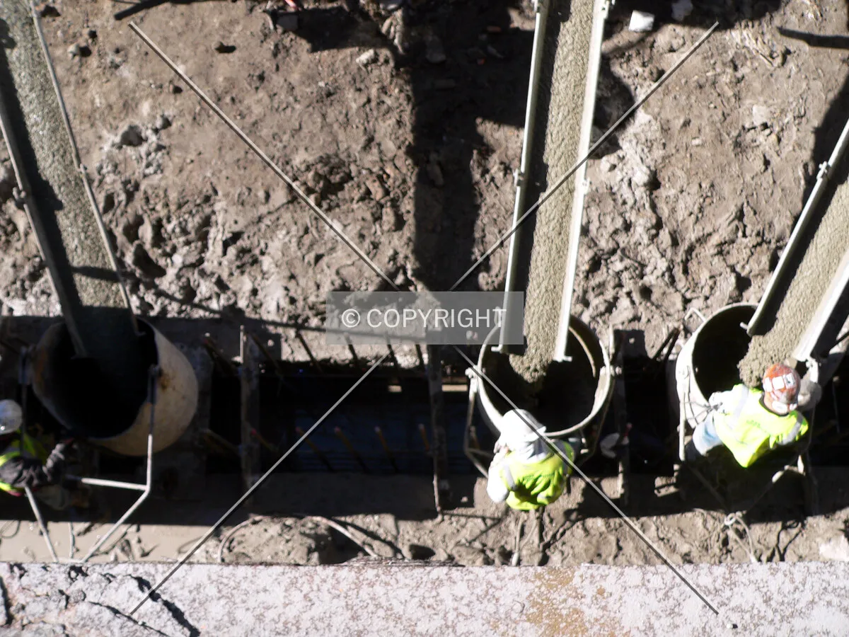 Pouring concrete for the eastern slurry wall