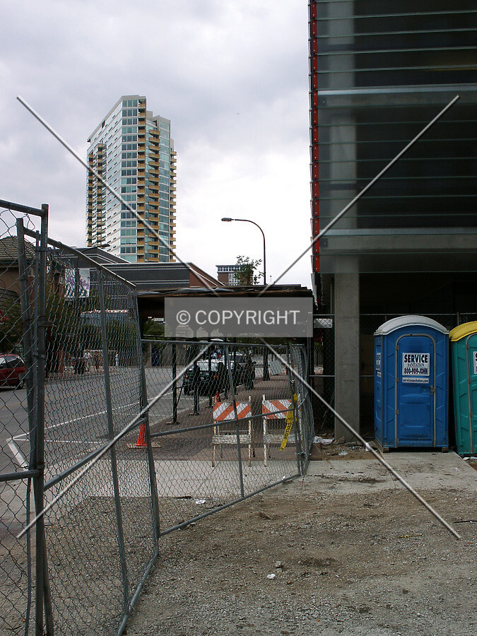 Looking past the south entrance toward Optima Views