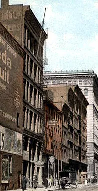 Vintage view from the south on Washington Street with the Stanton Building at the center left, showing the original facade