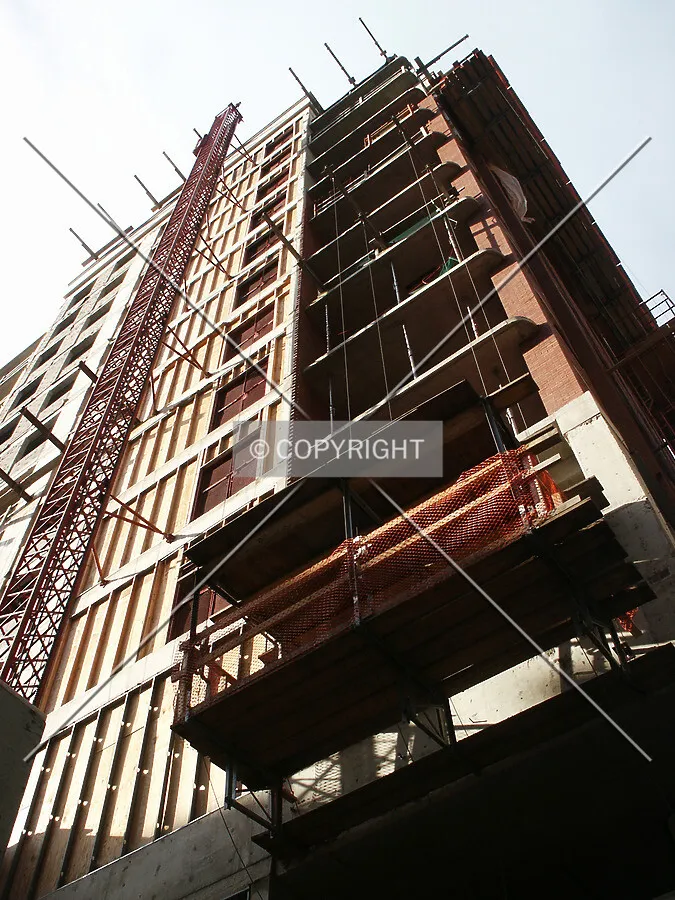 Looking up the southeast corner
