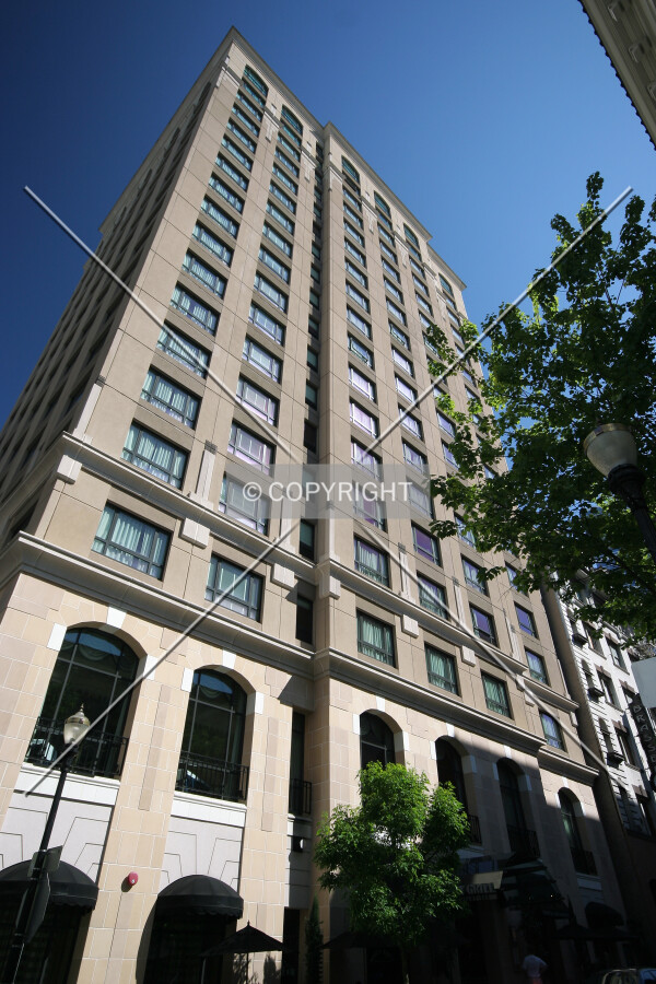 Looking up the western facade