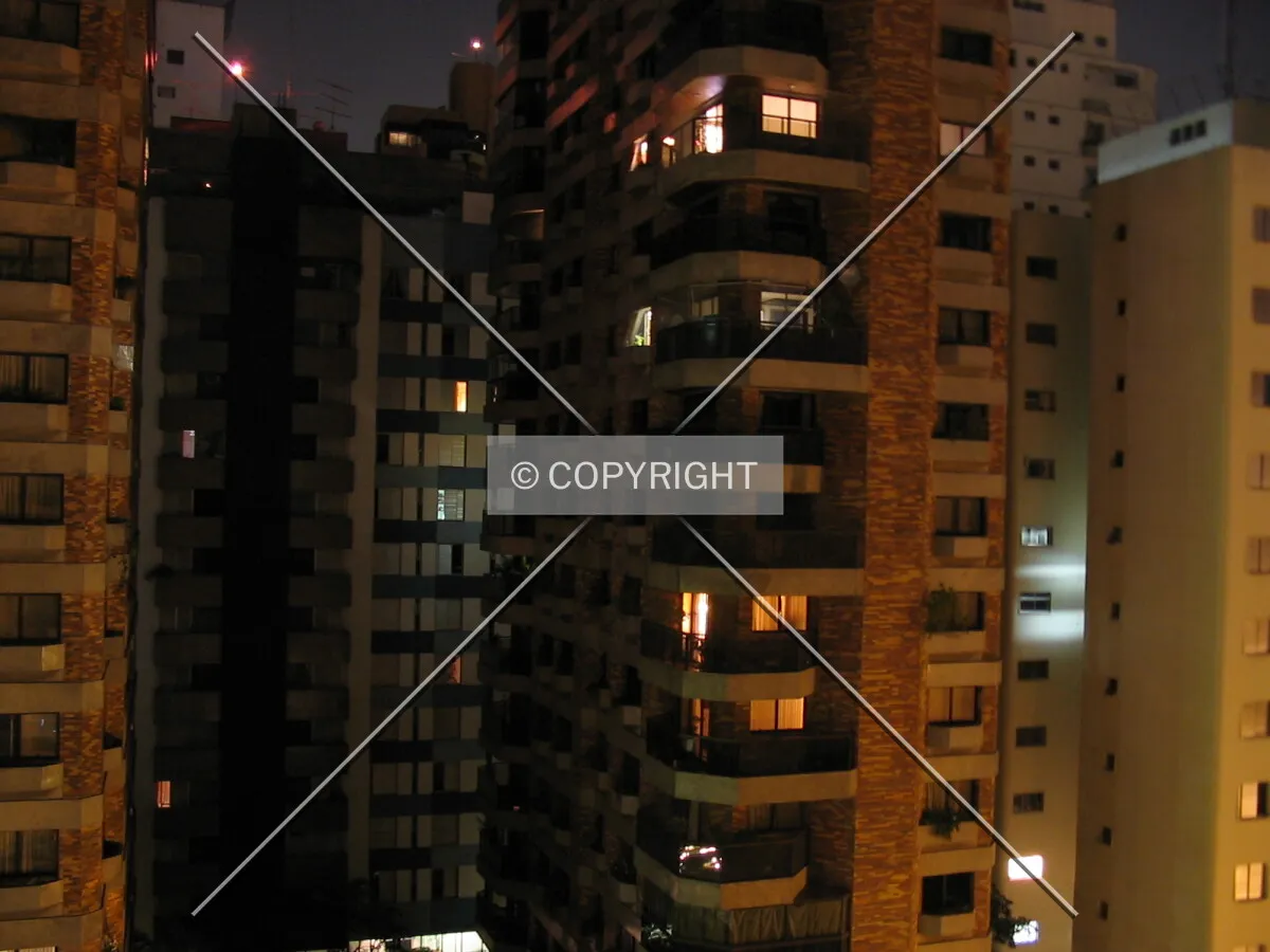 Night view of the mid floors of the building