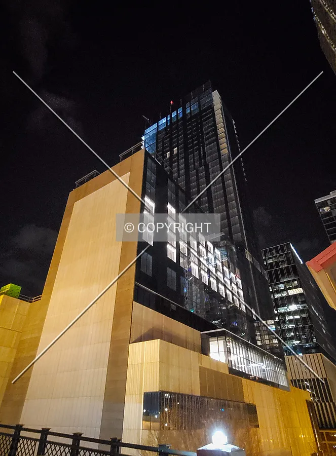 Night view from the northeast during construction; December 26, 2021