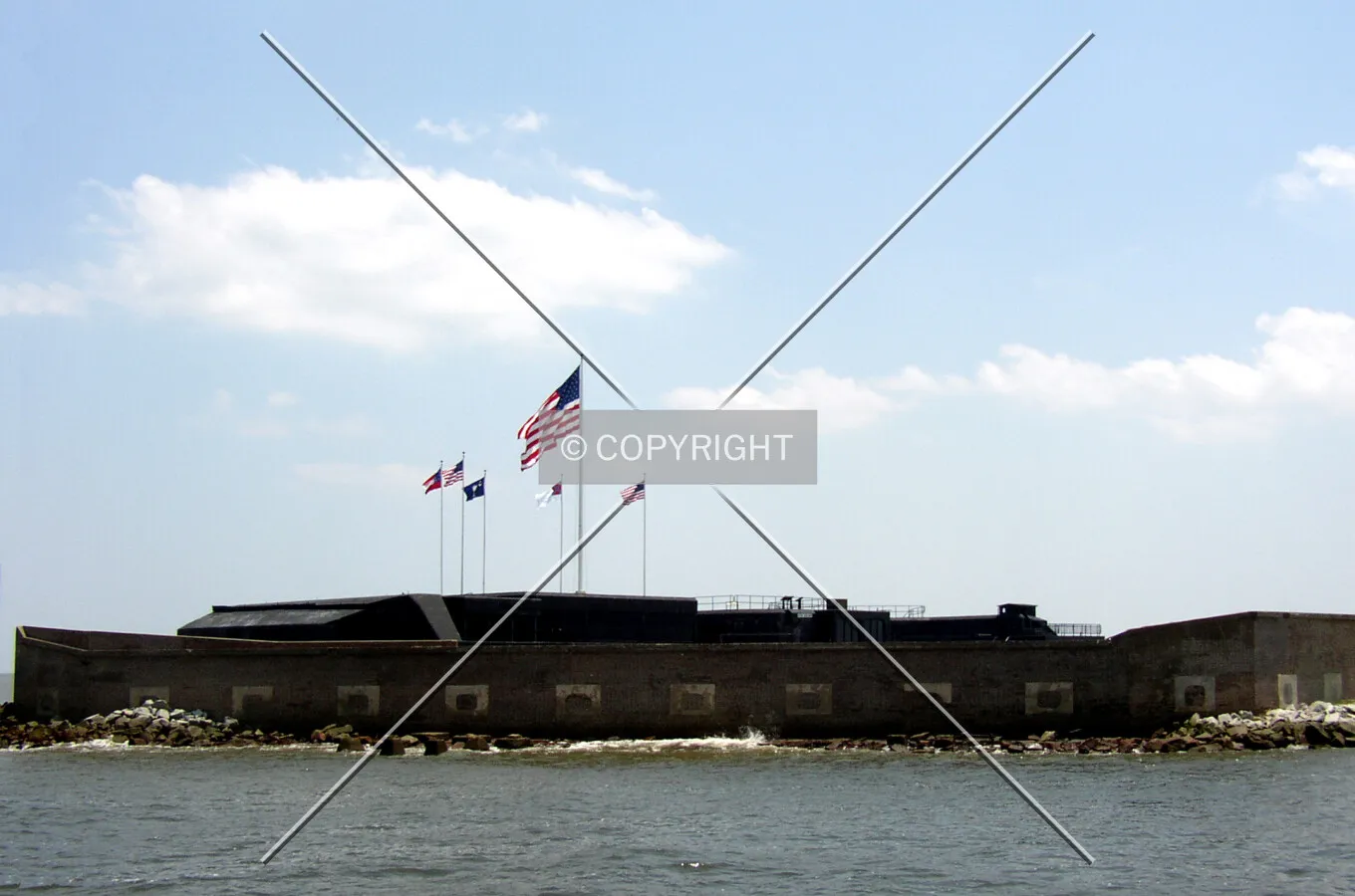 Looking southeast towards Fort Sumter from a ferry