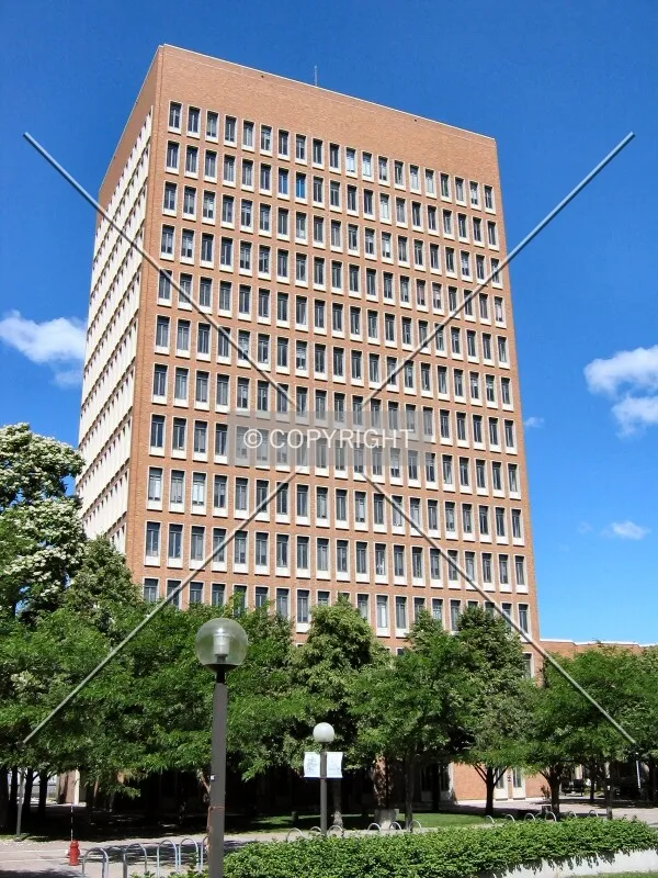 Looking up the east facade