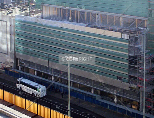 The recently installed part pf northern facade