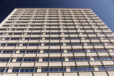 Looking up the southwest facade
