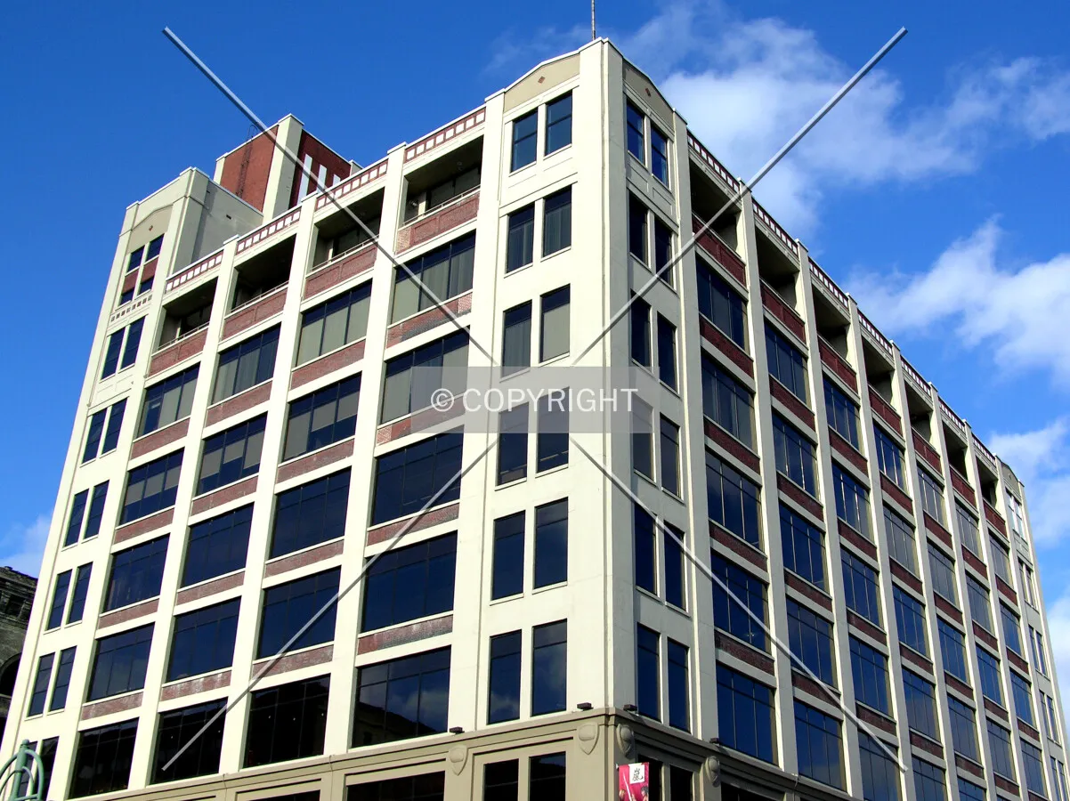Looking up the southeast corner