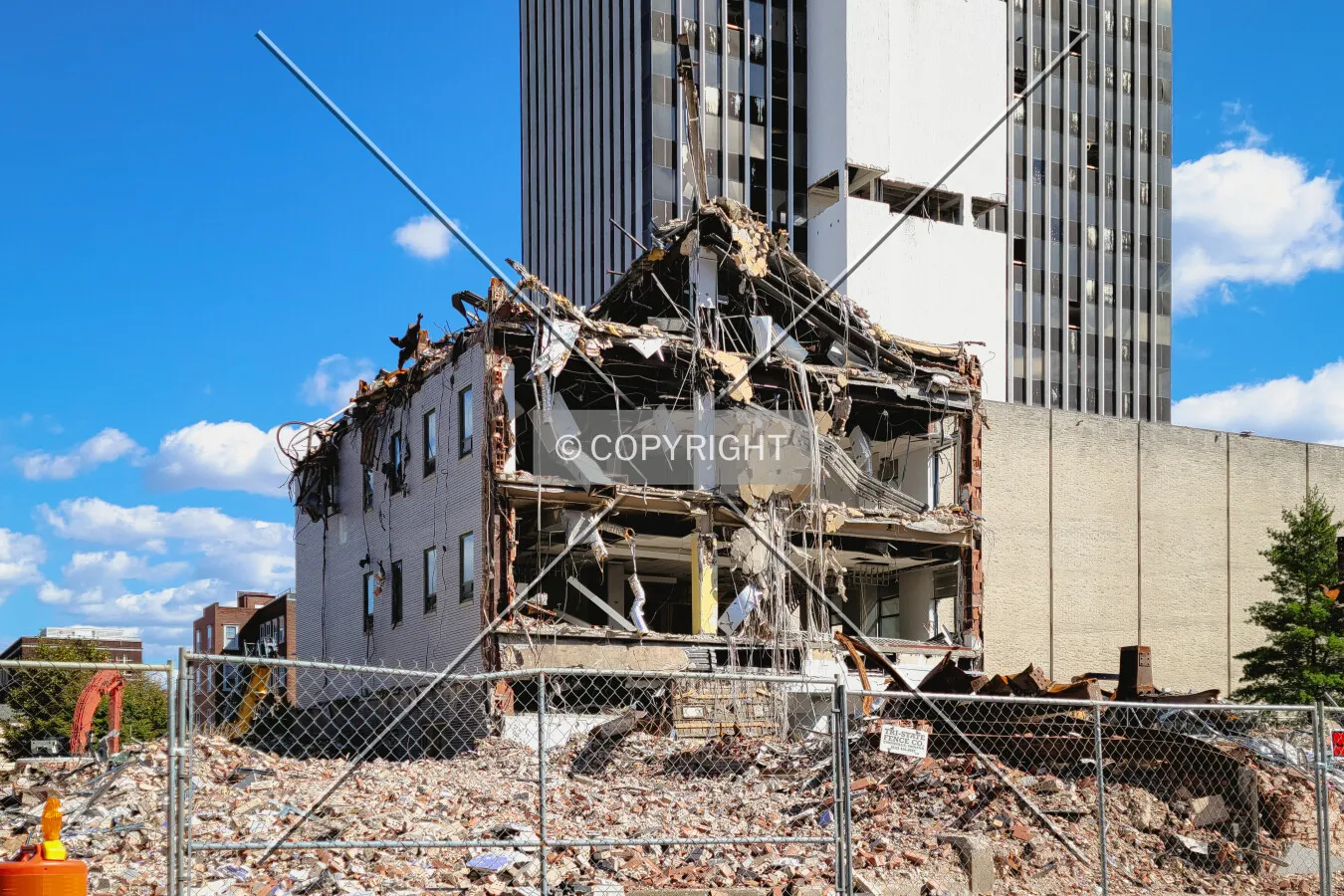 From the southwest during demolition; October 16, 2021