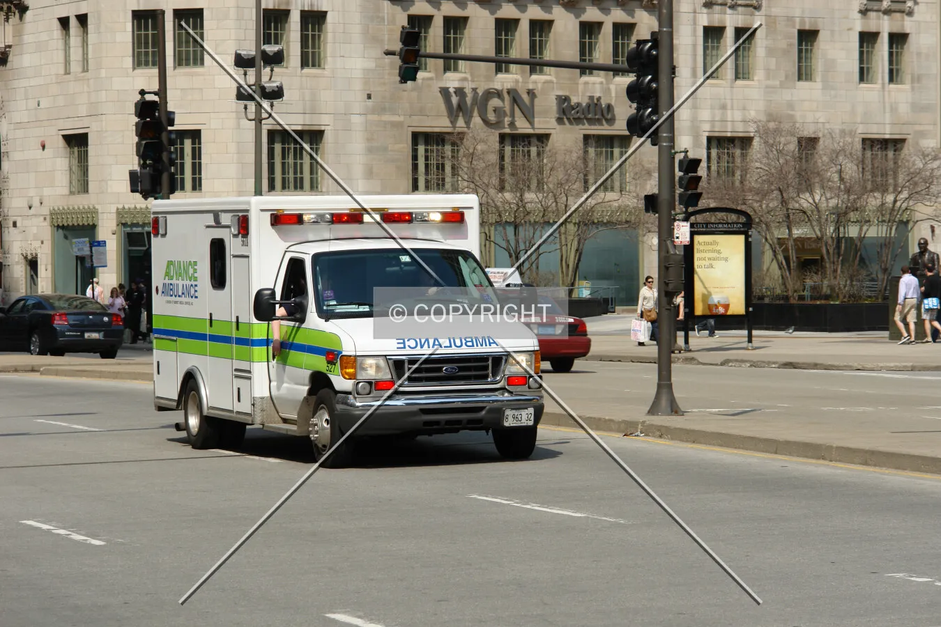 Ambulance rushing through Chicago