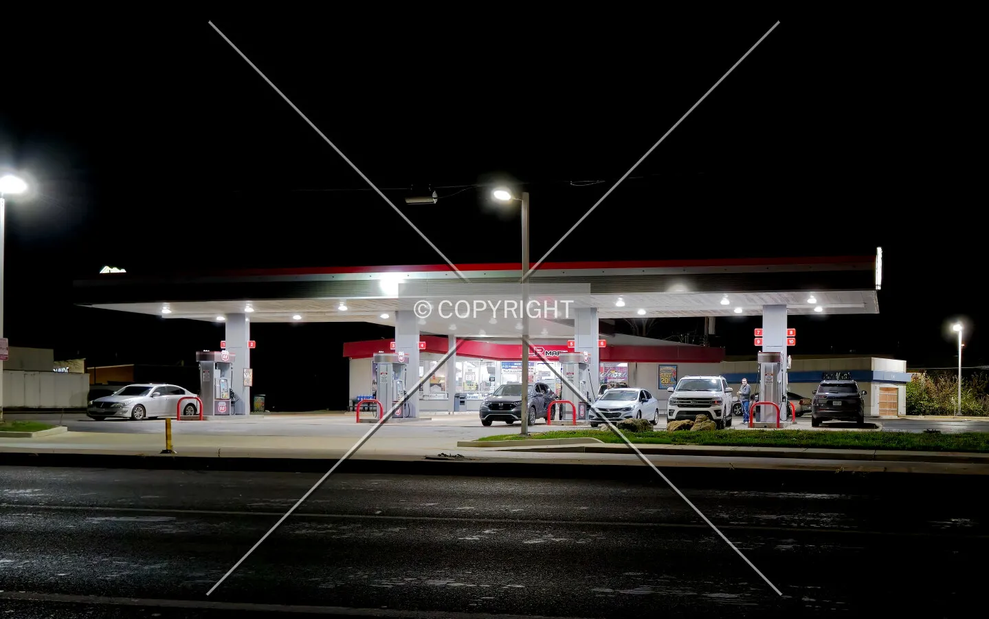 From the northeast at night; November 20, 2024