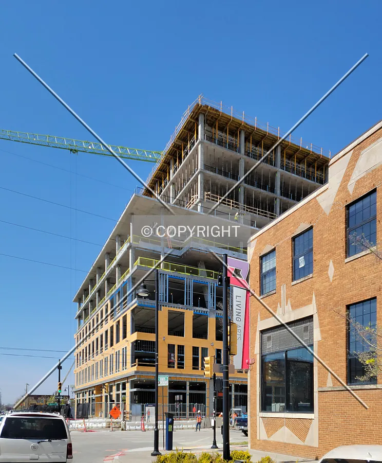 From the southeast during construction; April 2, 2021