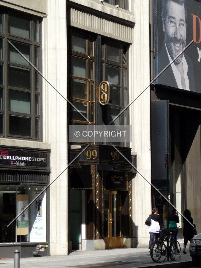 View of the Wall Street entrance from the east