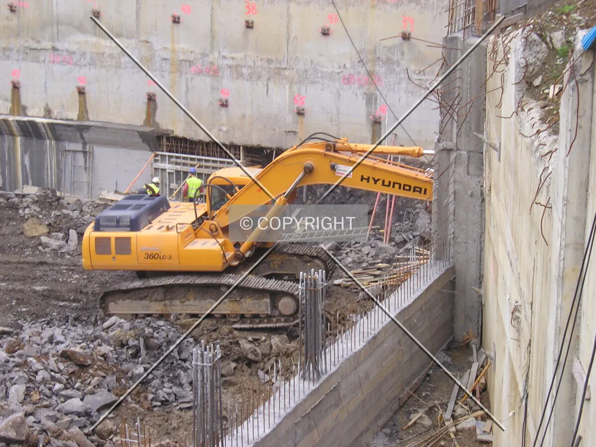 View of an excavator working