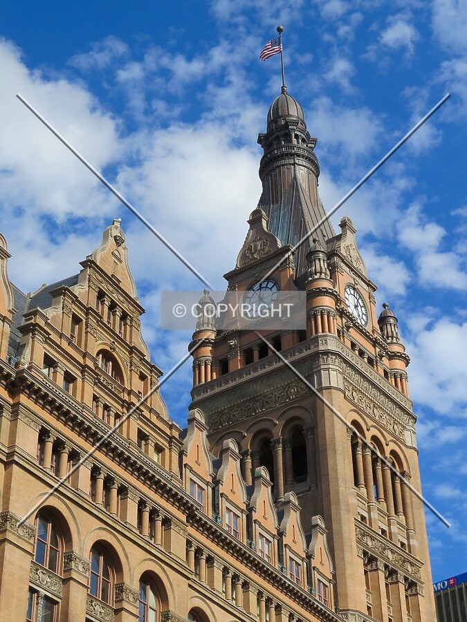 Clock tower and central section above Water Street