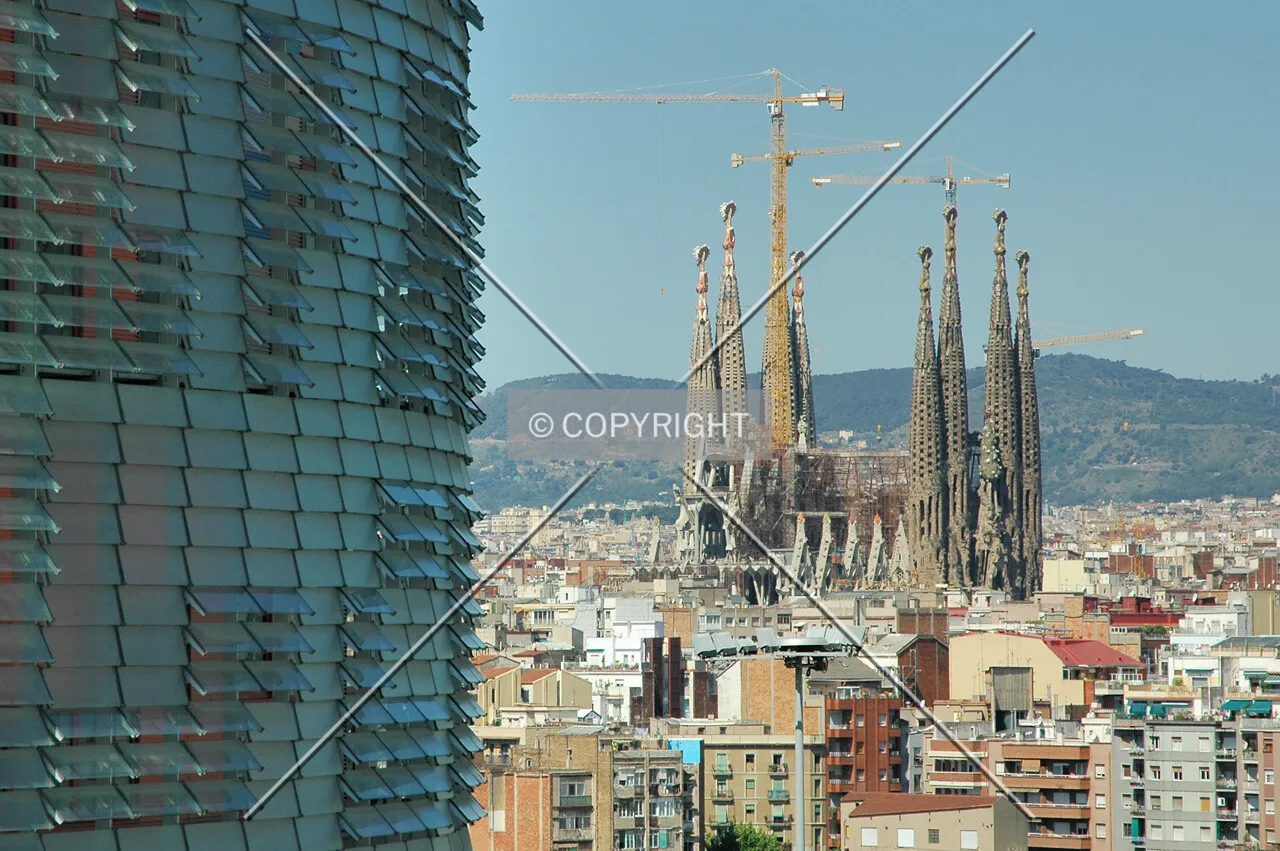Sagrada Familia church and Torre Agbar