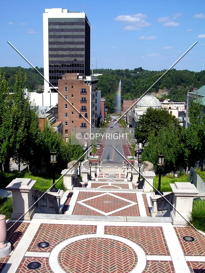 From the 9th Street Stairs to the west