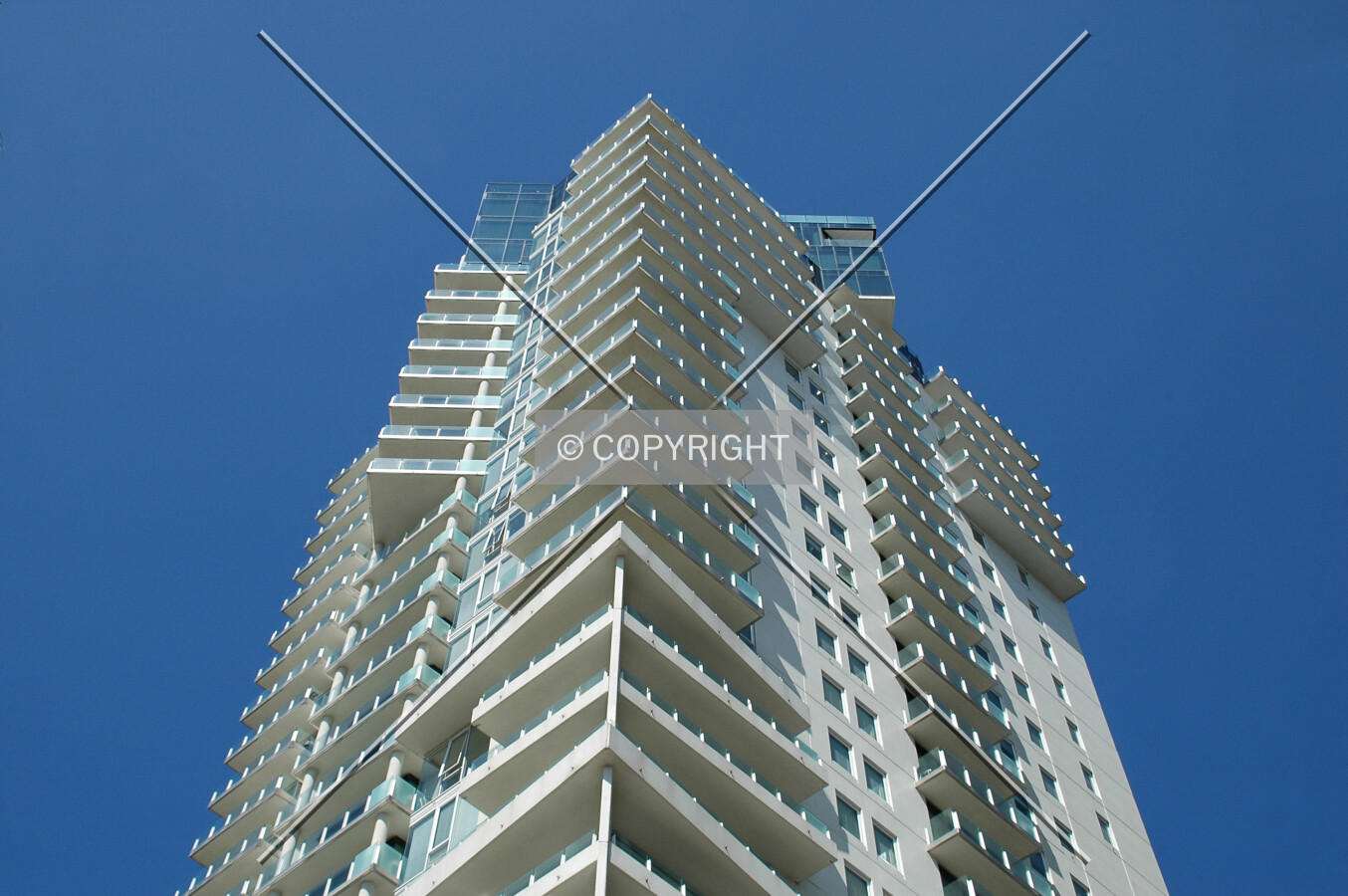 Looking up the west corner