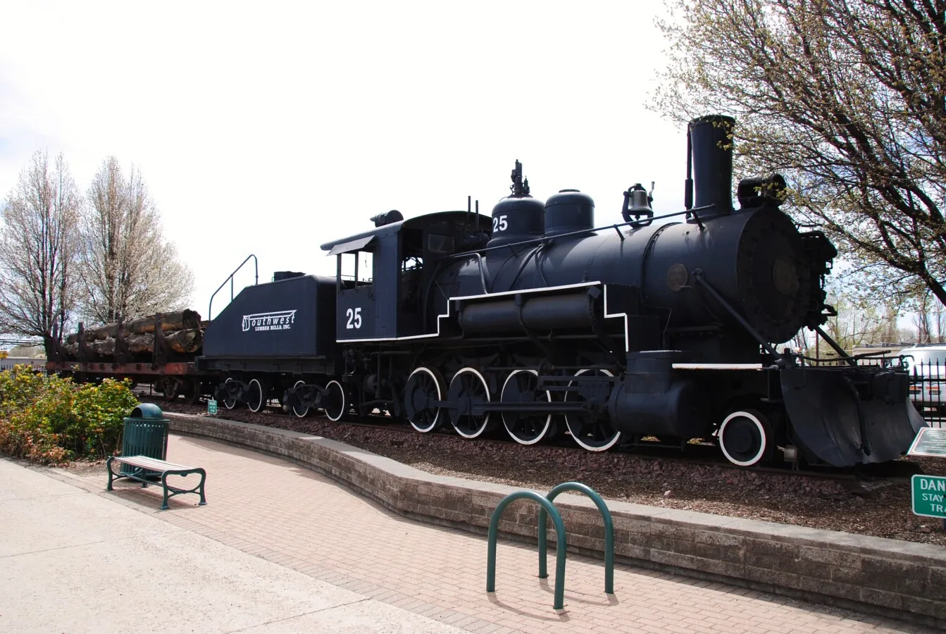 Vintage steam locomotive on display