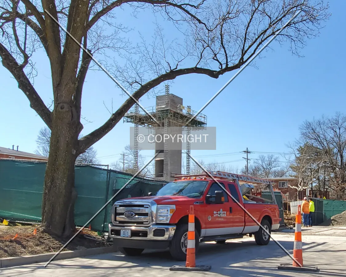 From the northeast during construction; March 5, 2020