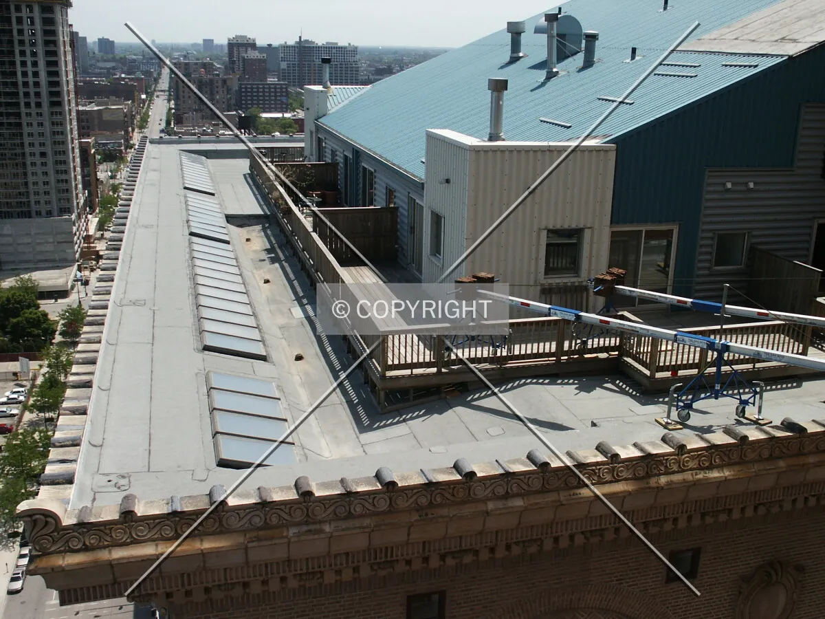 East side of the roof