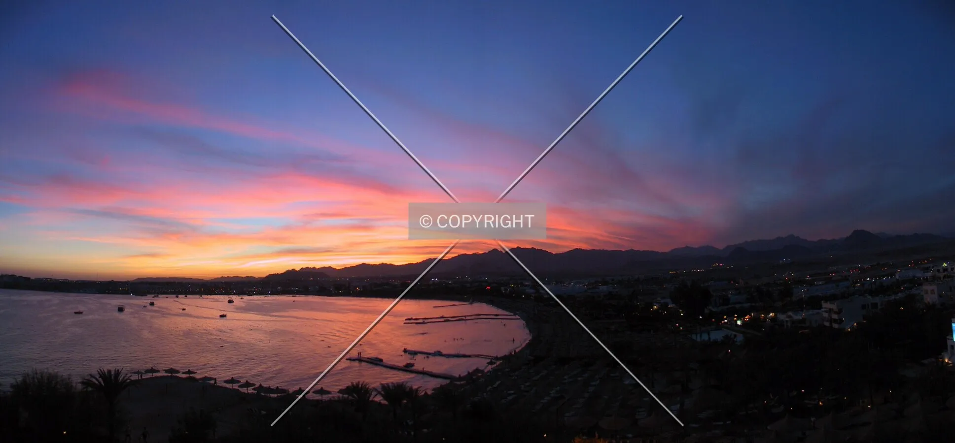 Sunset over the coastline