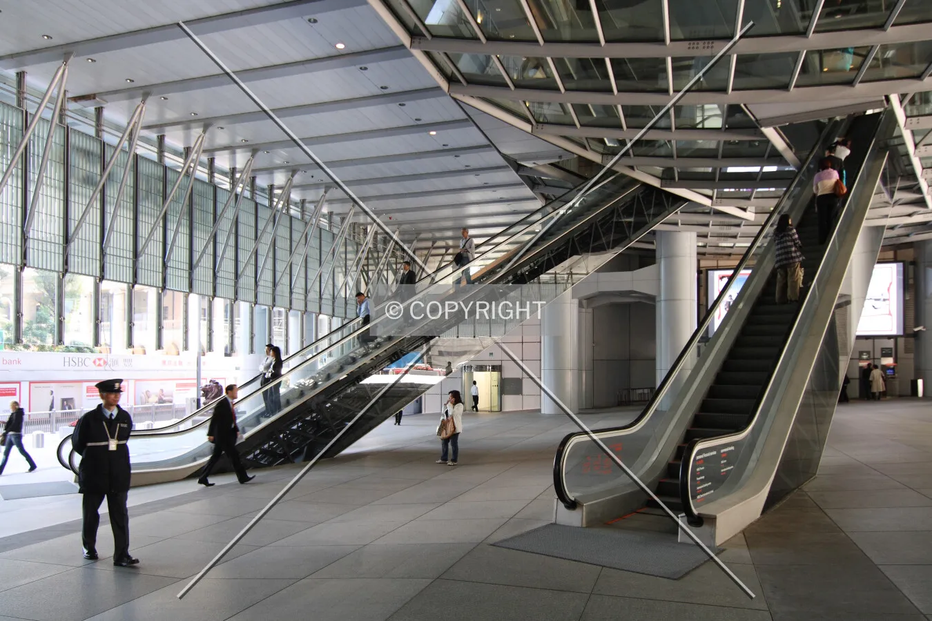 Escalators to the banking hall
