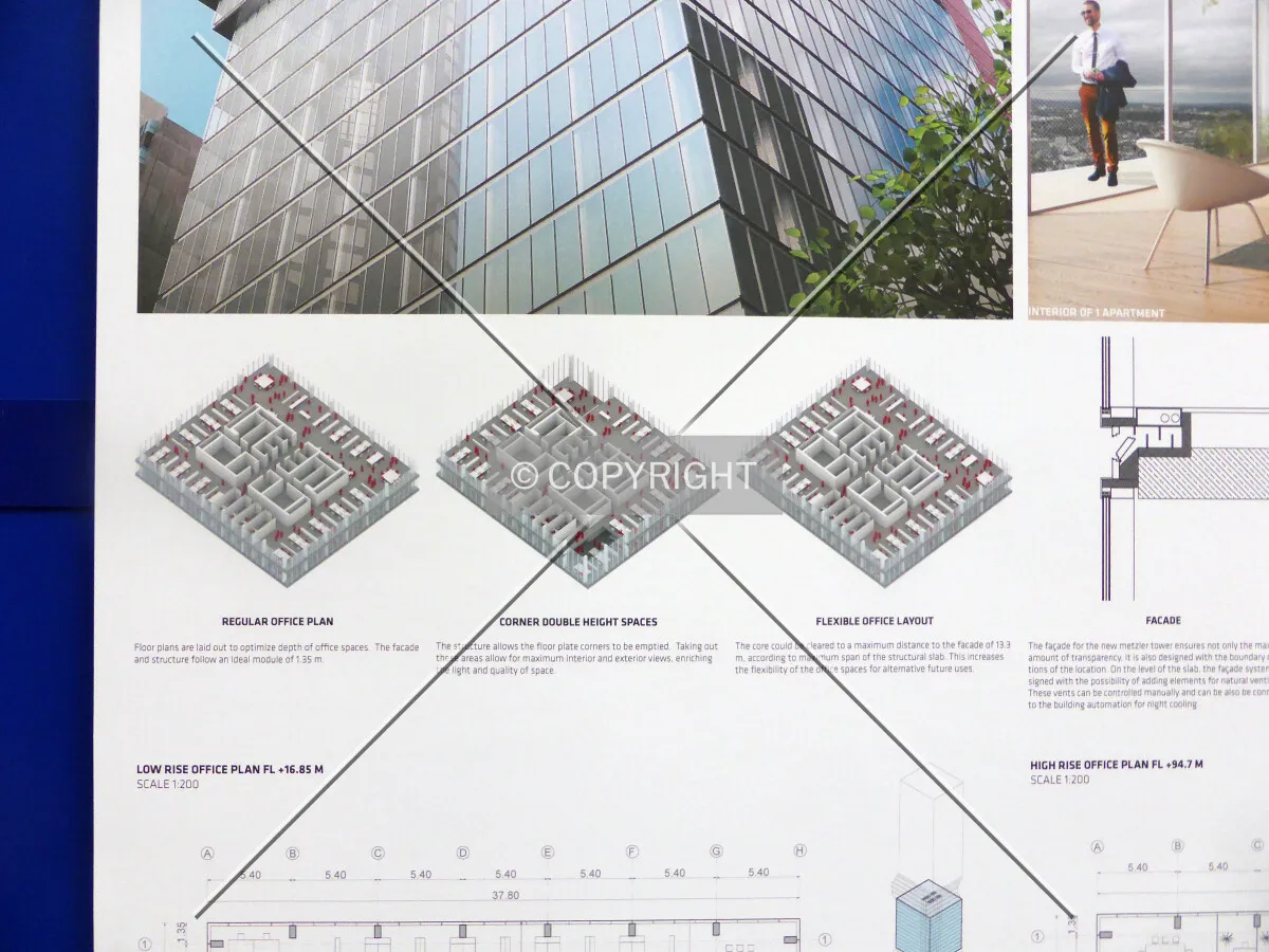 Floor plans of the proposed tower; as seen in an exhibition of the planning department