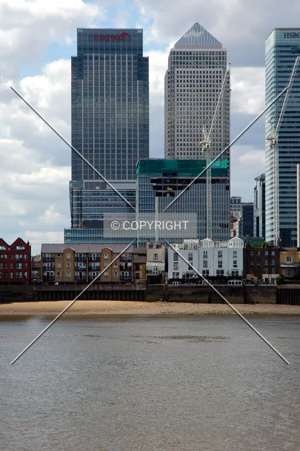 At the feet of the Canada Square towers from Greenwich Peninsula