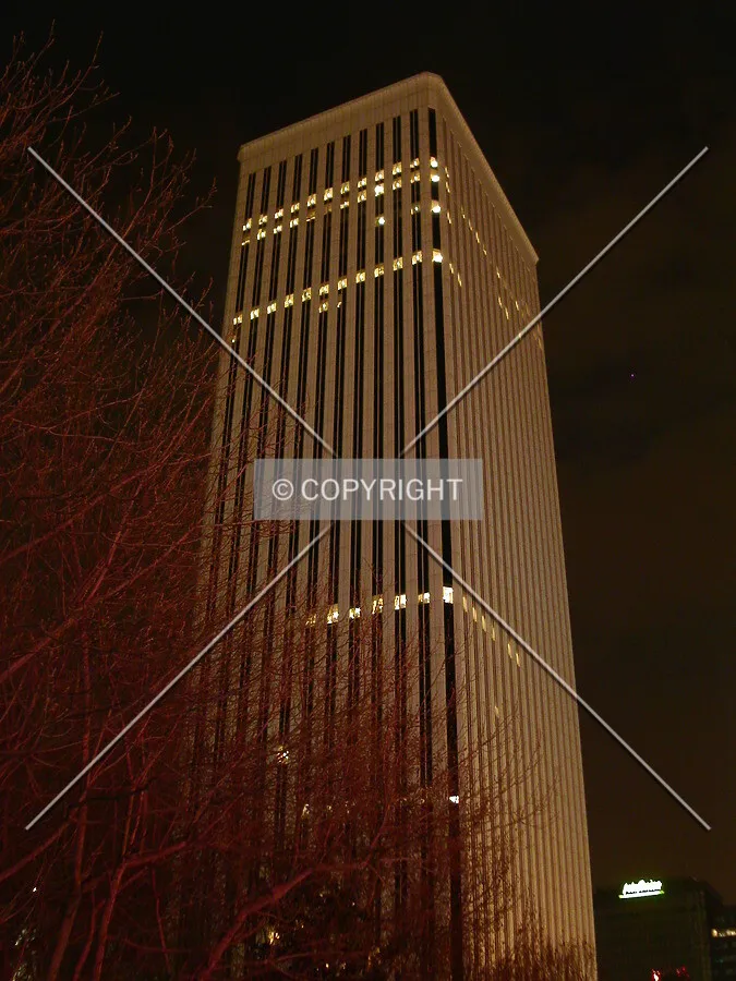 Look up view of the tower during the night