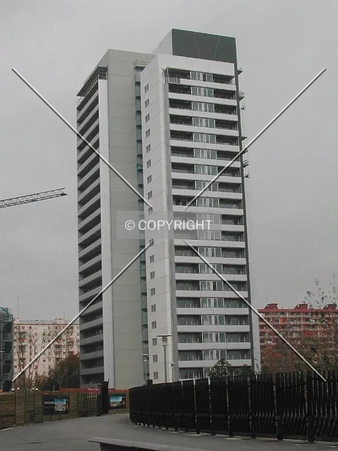 View of the building nearly finished