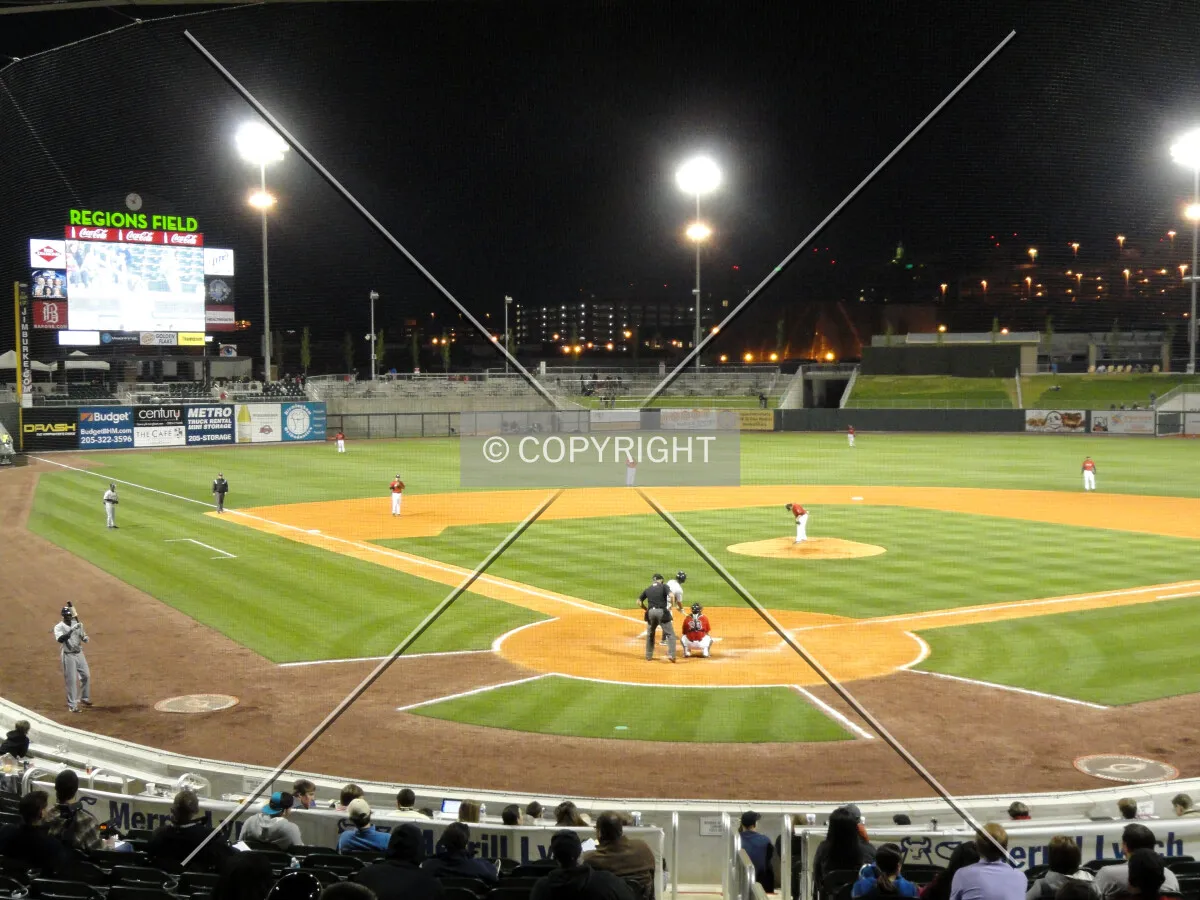 Home plate perspective at night
