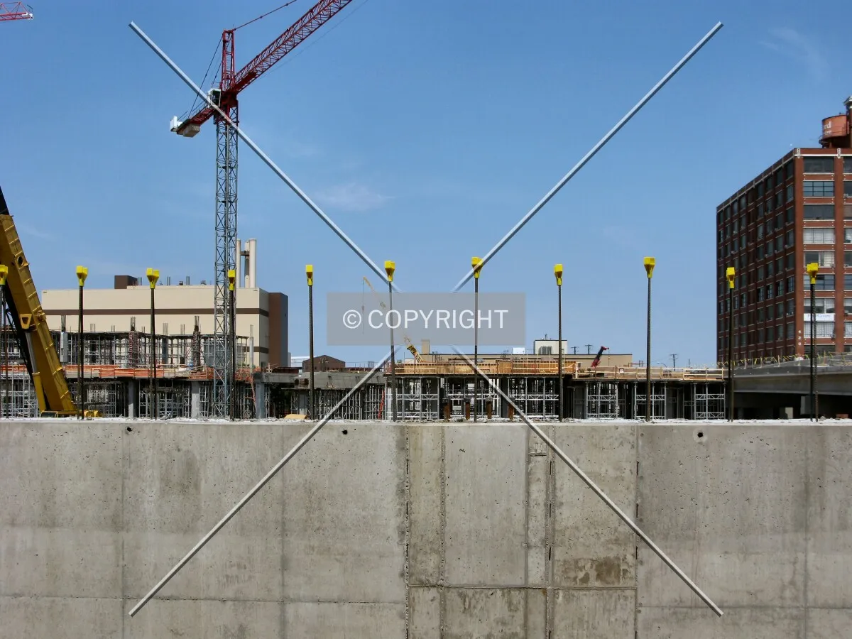 Retaining wall and rebar along 3rd Avenue North