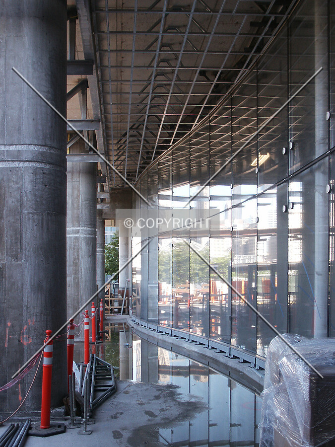 Looking west along the south wall of the lobby