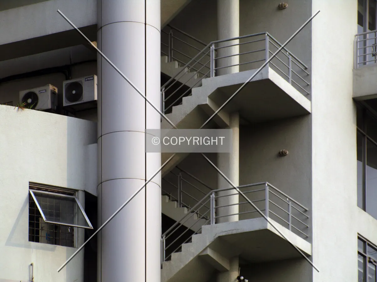 Southeast corner detail with outdoor stairway