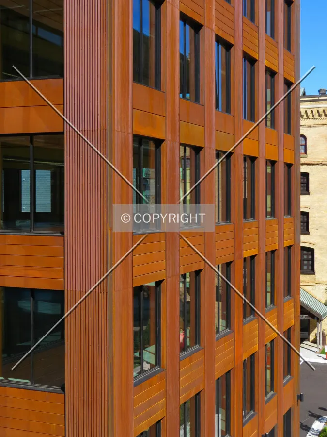 South corner and southeast facade from the 4th Street viaduct