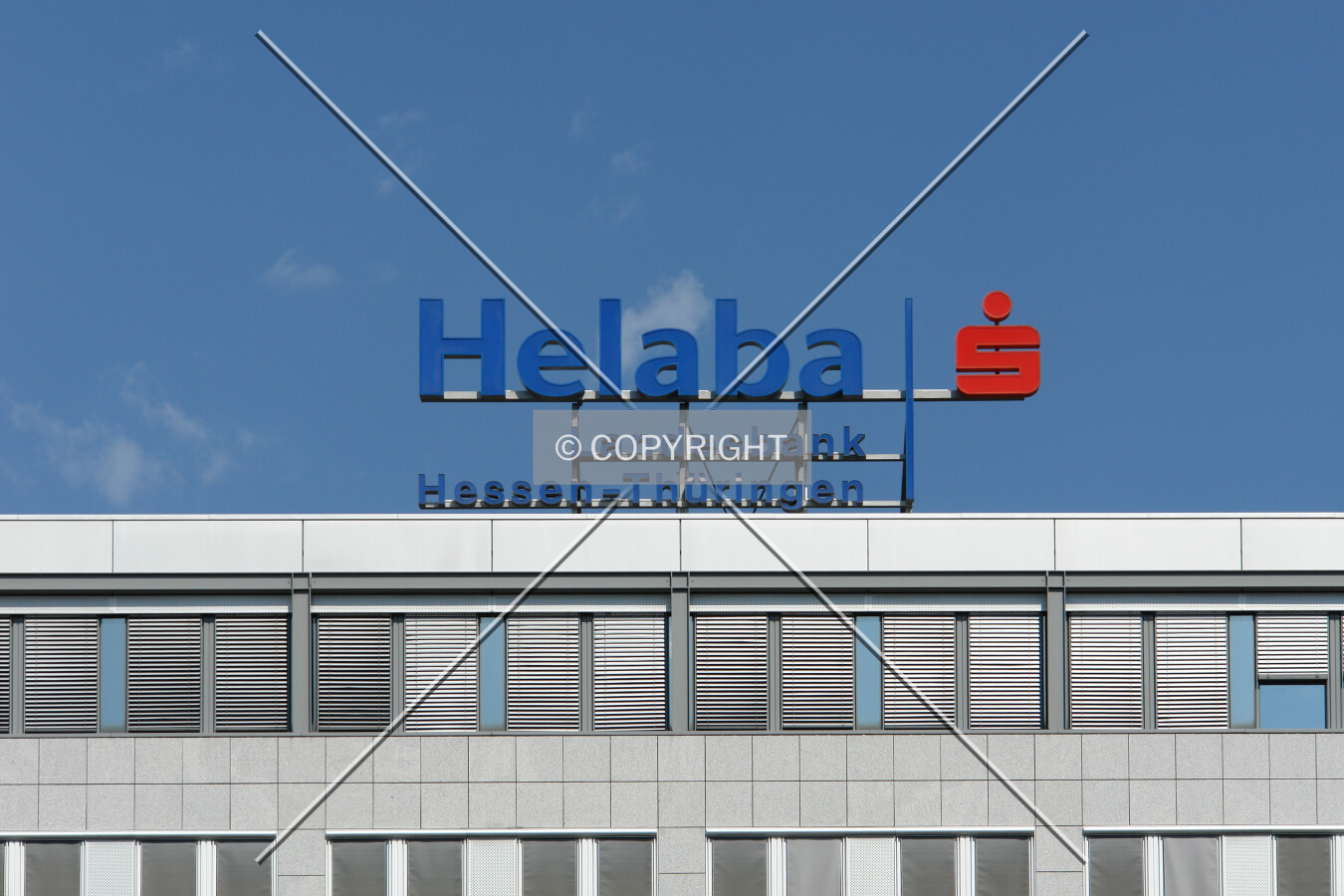 Helaba logo ontop of an office building