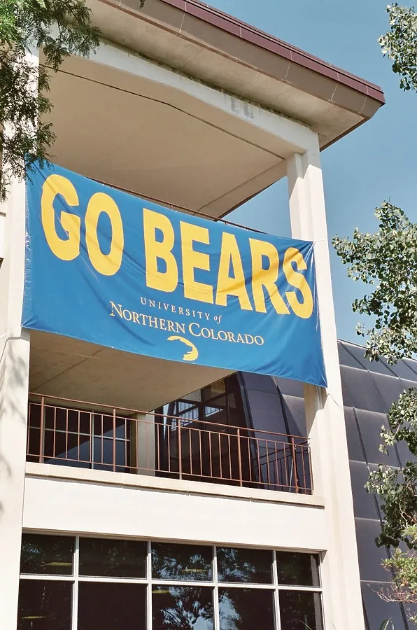 Banner hanging from the balcony