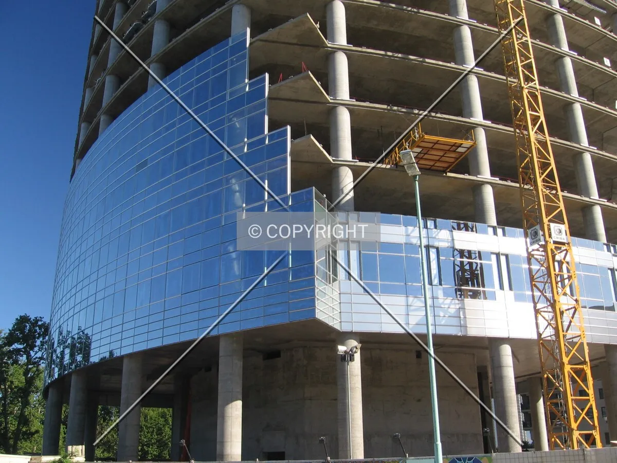 View of the two designs of curtain wall