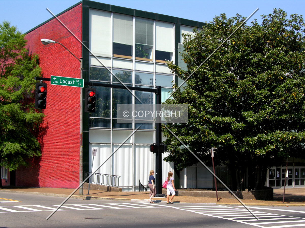 Southeast corner across Locust Street