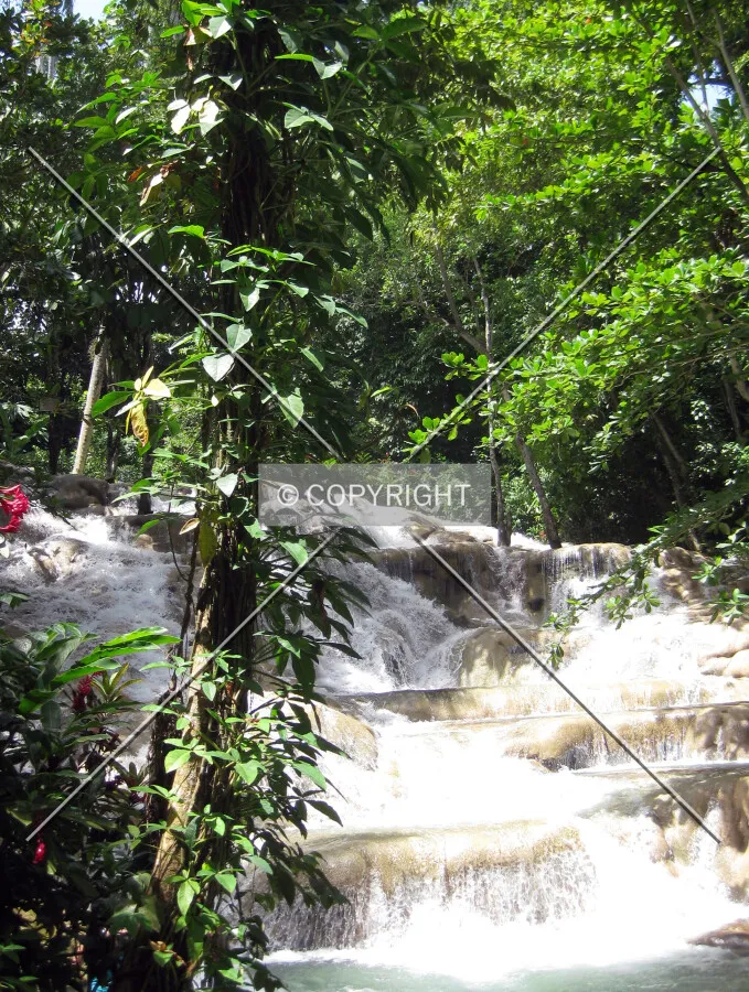 The Dunns river falls in Jamaica