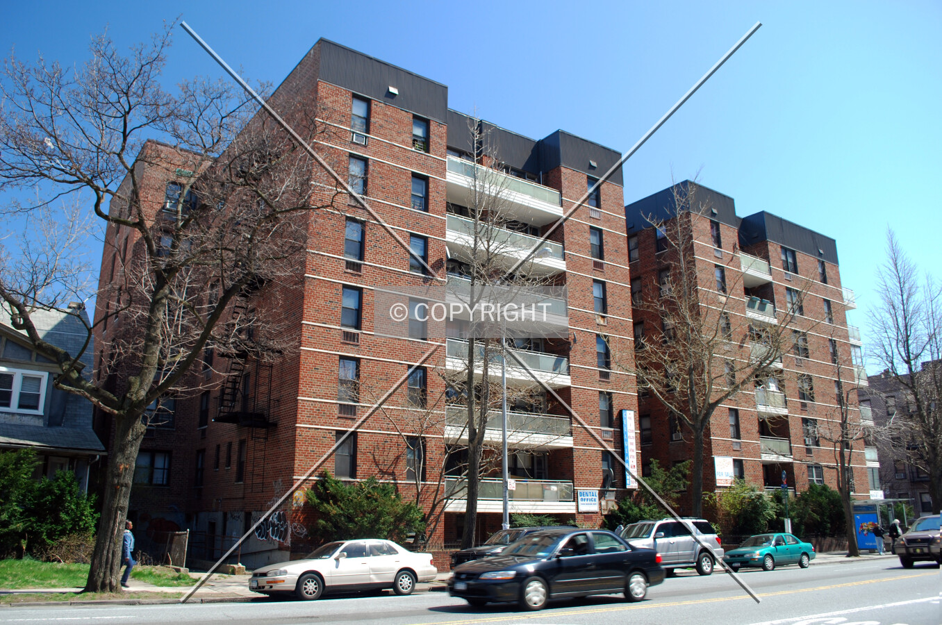 Viewed from the northwest along Ocean Avenue
