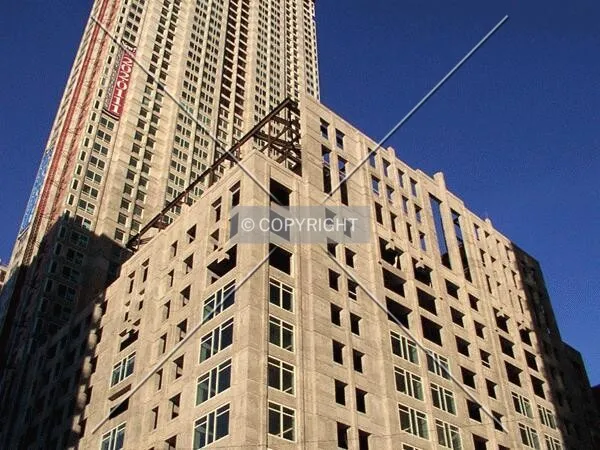 Looking up at the garage and tower