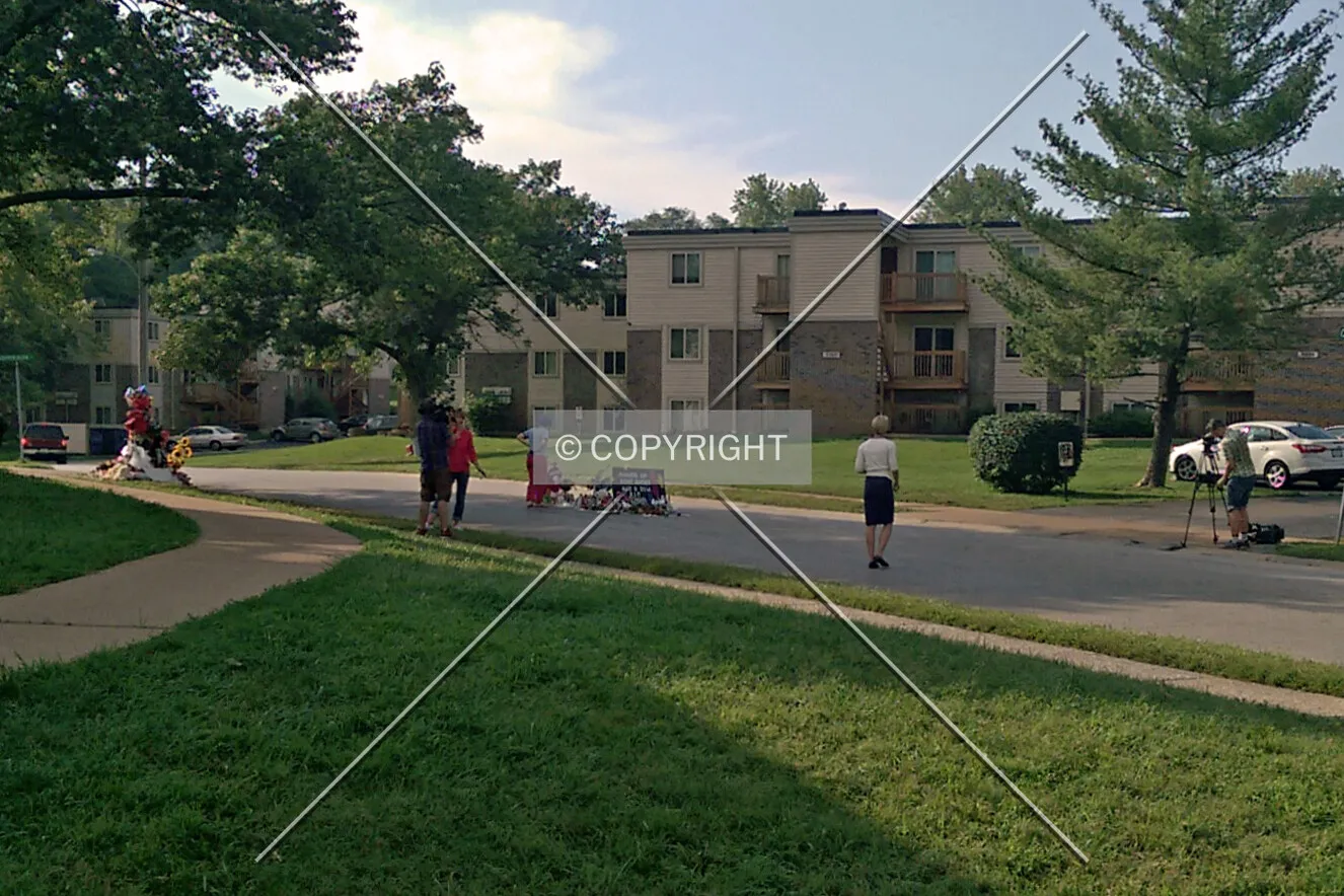 Michael Brown shooting memorial in Ferguson, Missouri; August 19, 2014
