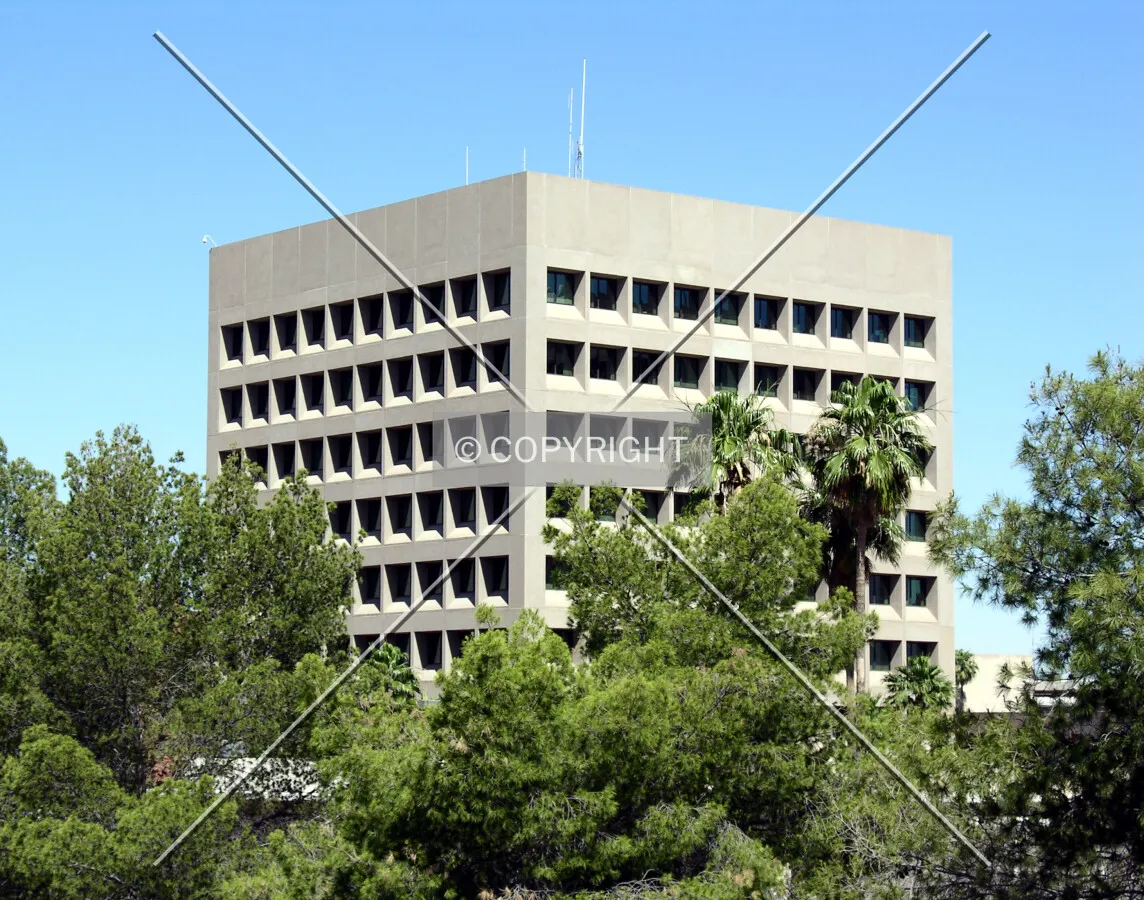 Elevated view from the southeast