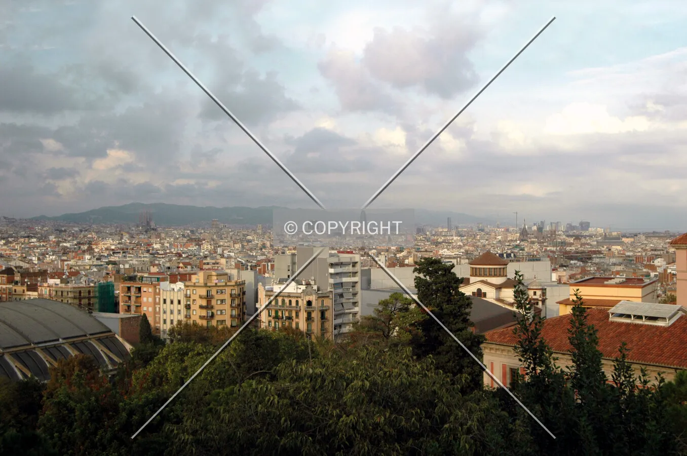 Panoramic view towards the northeast from the Museu Nacional d'Art de Catalunya