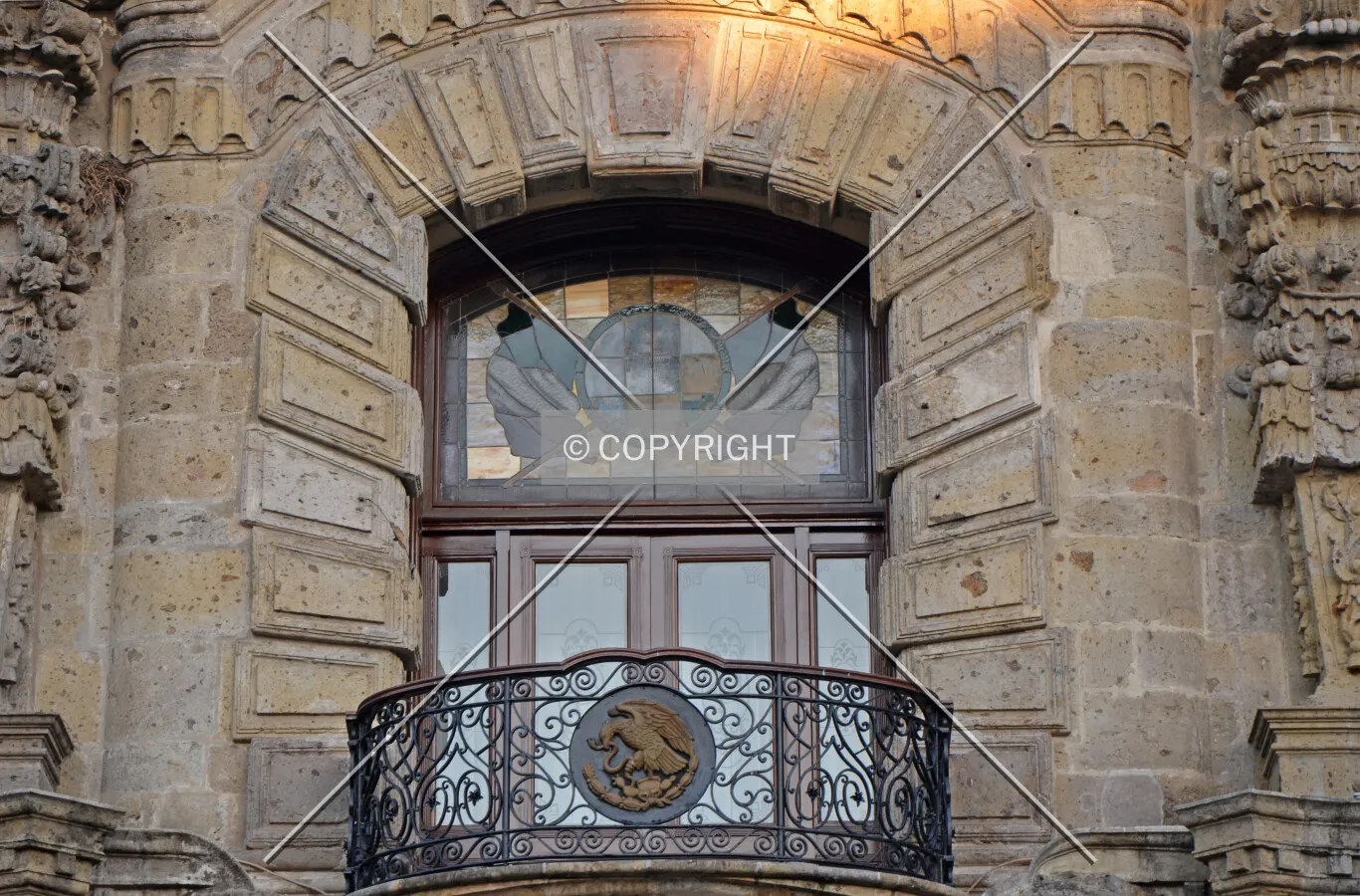 Detail of balcony on the west facade