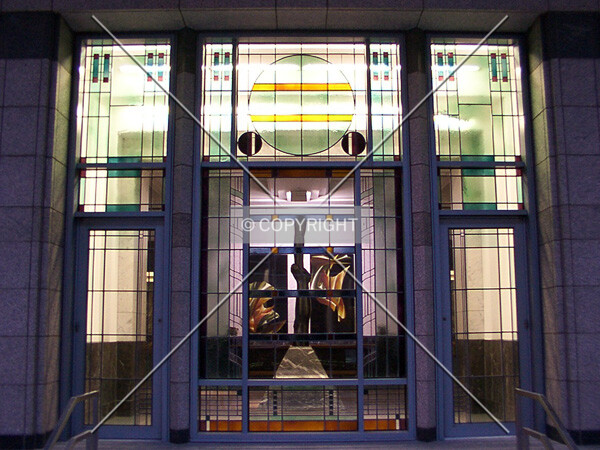 Stained glass window on Franklin Street