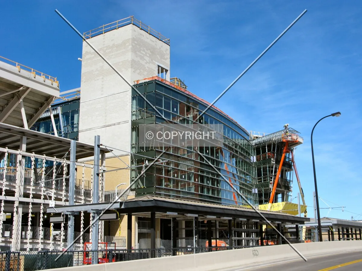 Along 5th Street North, with the future Target Field Light Rail Station
