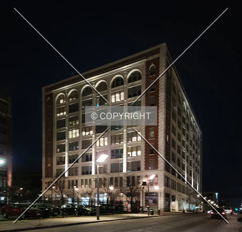 From the northeast at night